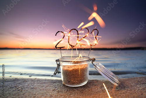 Fotografiet Feuerwerk ins neue Jahr 2023