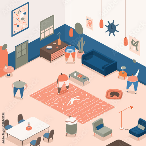 Illustration of Fun Living Room with Friends