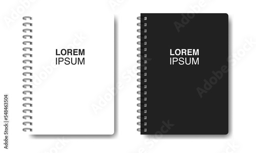 Notepad mockup with space for your image, text or branding details. Blank notepad mockup with shadow on white background. Vector illustration EPS 10