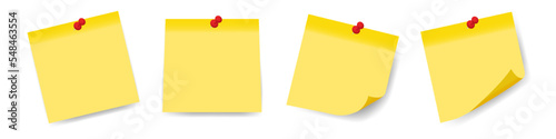 Set of realistic yellow sticks. Isolated note collection with shadows. Notes collection with shadow. Vector illustration isolated on white background.