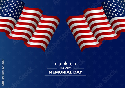 memorial day anniversary with american flag and blue color as background