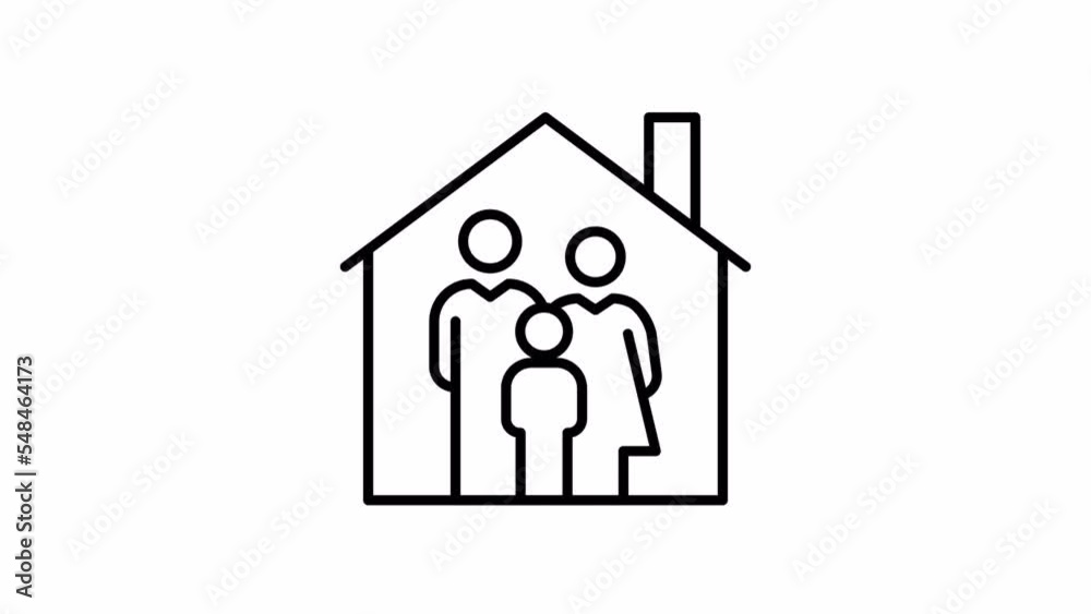 Family with one child. Transparent background. Line icon animation. Family with one child. Transparent background. Line icon animation.