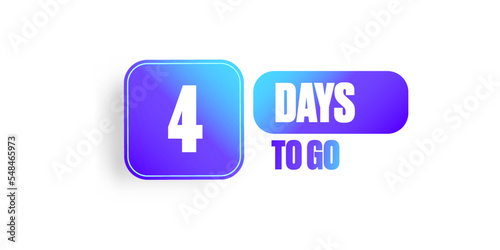 Four days to go countdown blue horizontal banner design template isolated on white background. 4 days to go sale announcement modern blue banner, label, sticker, icon, poster and flyer.