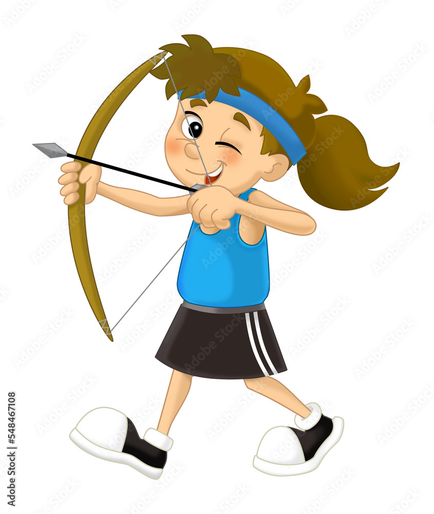 Cartoon kid shooting - bow - archer - isolated - illustration for the children Cartoon kid shooting - bow - archer - isolated - illustration for the children