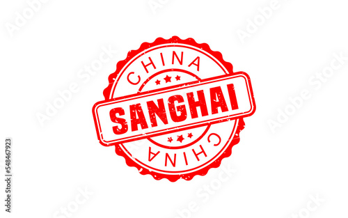 SANGHAI CHINA stamp rubber with grunge style on white background