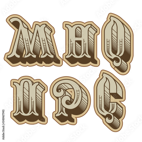 Vector decorative cyrillic font