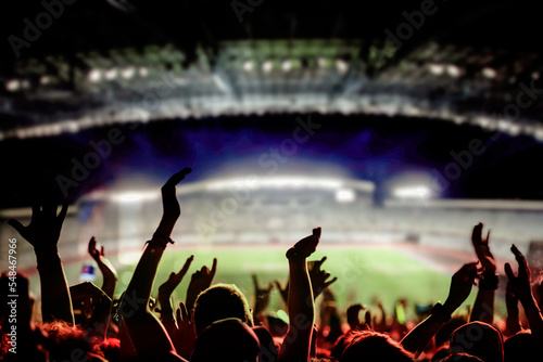 football or soccer fans at a game in a stadium world cup