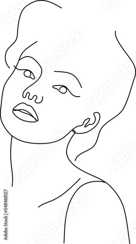 Line art trendy portrait of beautiful woman