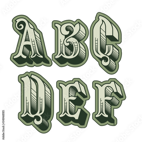Vector decorative original alphabet letters english font