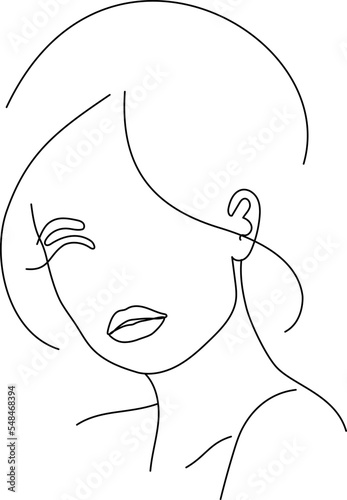 Minimalist line art fashion female portrait