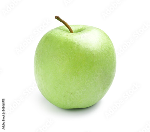 Ripe green apple on white background