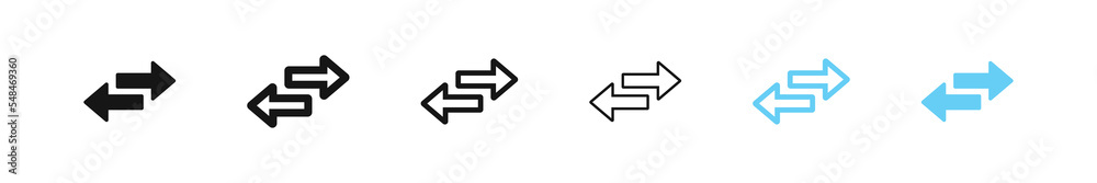Exchange icon. Switch arrow sign. Reverse symbols. Arrows transfer button. Black and blue color. Vector sign. Exchange icon. Switch arrow sign. Reverse symbols. Arrows transfer button. Black and blue color. Vector sign.