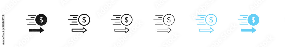 Money transfer icon. Cash exchange sign. Coin cashback symbol. Blue and black color. Vector sign. Money transfer icon. Cash exchange sign. Coin cashback symbol. Blue and black color. Vector sign.