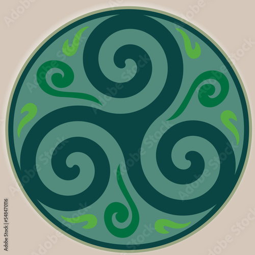 Nœud celtique et cercle du Triskel - Symbole celtique - Trinité - Géométrie sacrée - Énergie Couleurs vertes