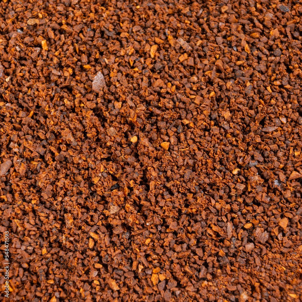 Ground coffee ready for brewing, top view of coffee. Ground coffee ready for brewing, top view of coffee.
