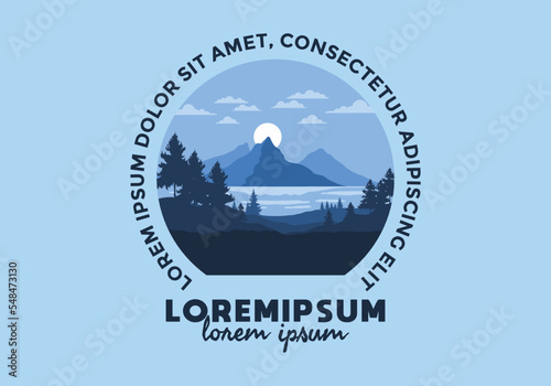 Wallpaper Mural Landscape art illustration of a mountain and lake Torontodigital.ca