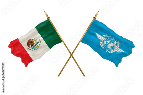 Background for designers. National Day. 3D model National flags  of People's Republic of Mexico and ICAO photo