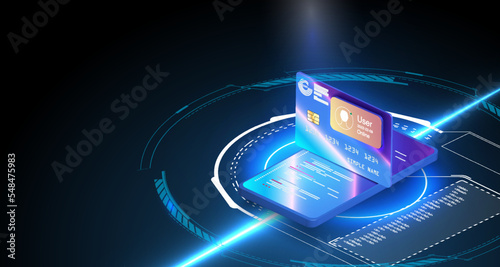 Online invoice payment, electronic invoice. Online banking, login, protection, The concept of a smart wallet with an application for payment by credit and debit cards