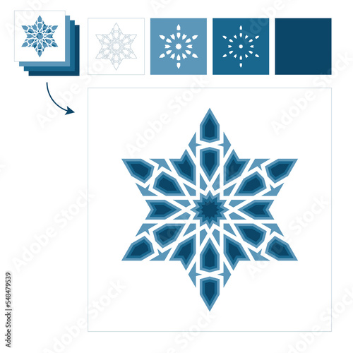 Different layers for paper cutting. Template Islamic pattern for laser cutting or paper cut. Vector illustration.