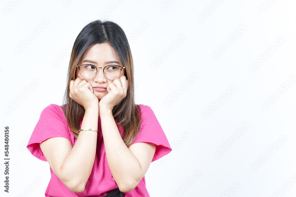 Sad Looking upset, sulking and frowning Of Beautiful Asian Woman Isolated On White Background Sad Looking upset, sulking and frowning Of Beautiful Asian Woman Isolated On White Background