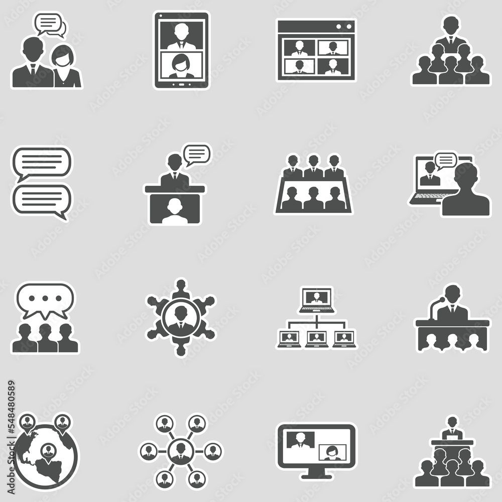Discussion Icons. Sticker Design. Vector Illustration. Discussion Icons. Sticker Design. Vector Illustration.