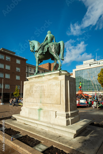 Lady Godiva monument in Coventry England UK photo