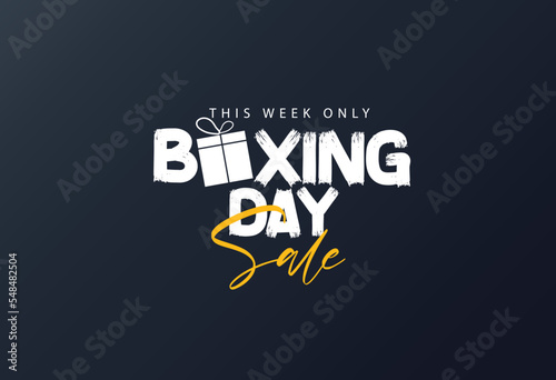 Boxing Day Sale with red, black Background, Banner, Poster or Flyer Design 