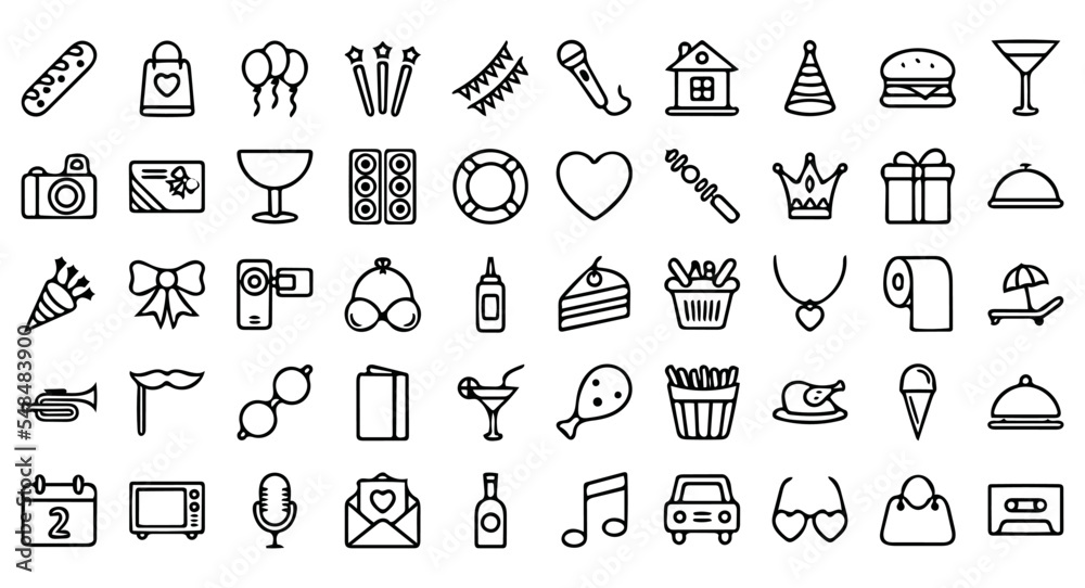 event icon pack, party icon set, handdrawn icon event icon pack, party icon set, handdrawn icon