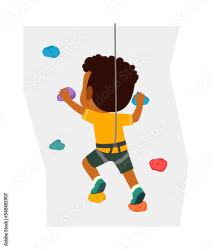 little kid do extreme sport named wall climbing