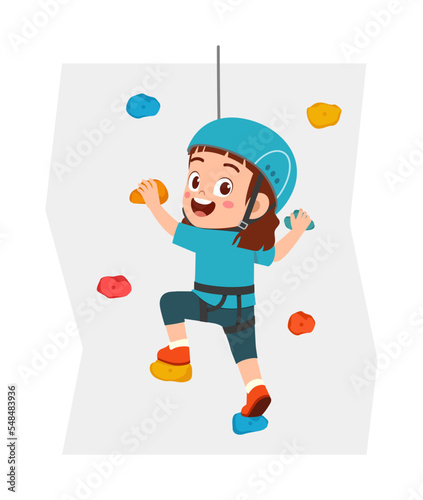 little kid do extreme sport named wall climbing