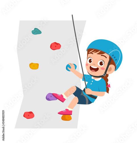 little kid do extreme sport named wall climbing