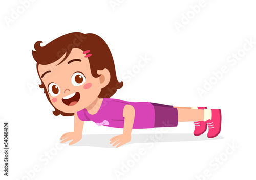 little kid do exercise named push up