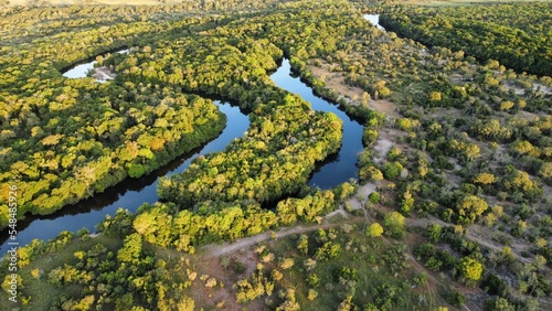 Aerial view of the Rio Cristalino river in Mato Grosso, Brazil