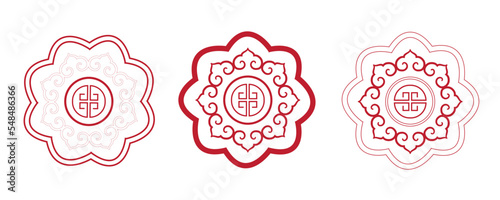 Buryad Mongolian traditional ornament vector illustration set	