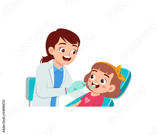 little kid go to dentist for cleaning tooth