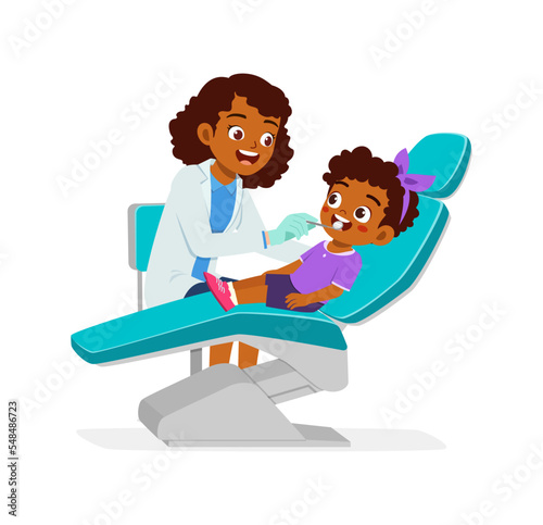 little kid go to dentist for cleaning tooth