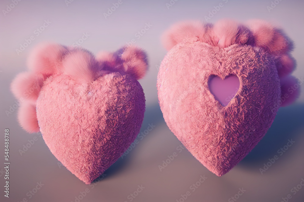 Fototapeta premium Loving Valentine hearts. AI render.