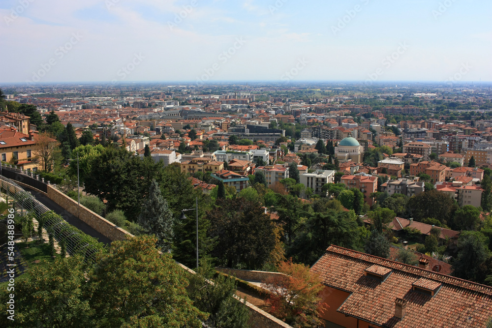 Panorama of the ancient Italian city of Bergamo