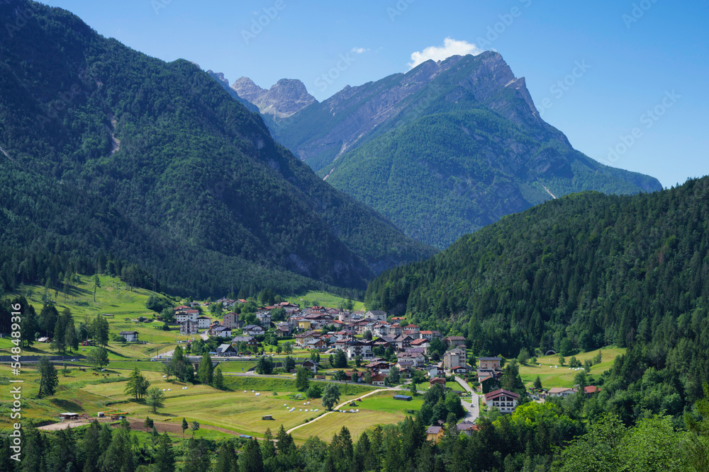 Mountain landscape at Pieve di Cadore, on the cycleway