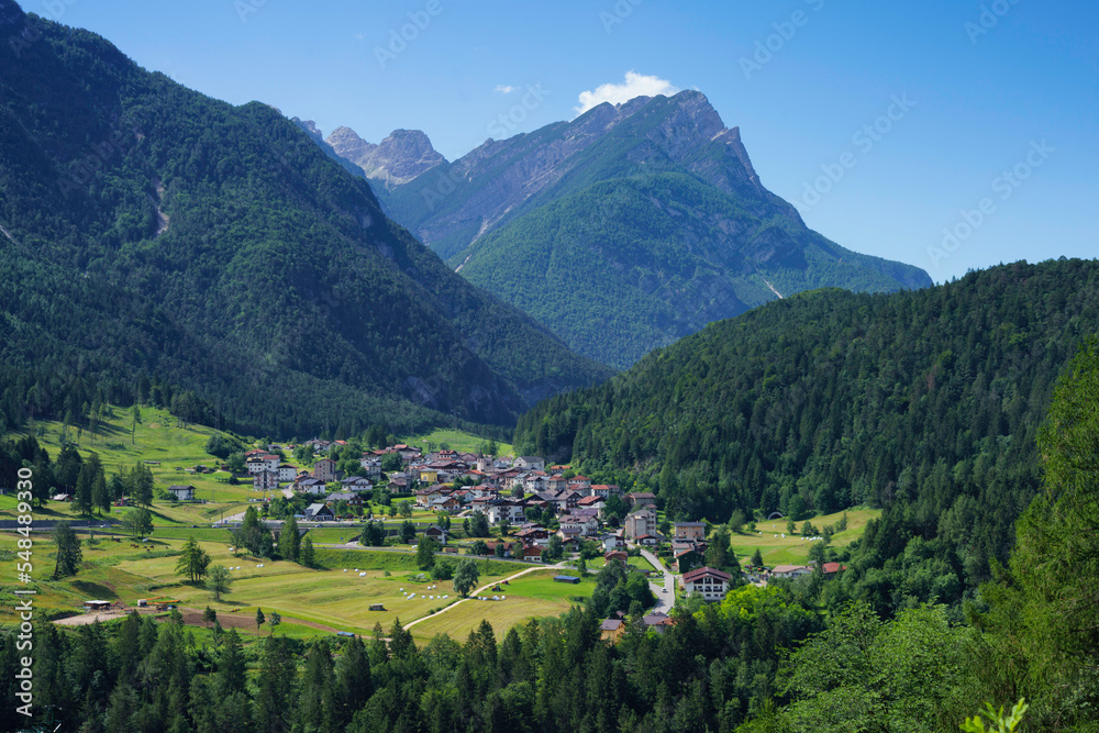 Mountain landscape at Pieve di Cadore, on the cycleway