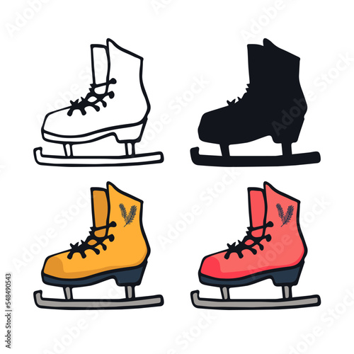The skates icon. Figure skates symbol. Flat Vector illustration