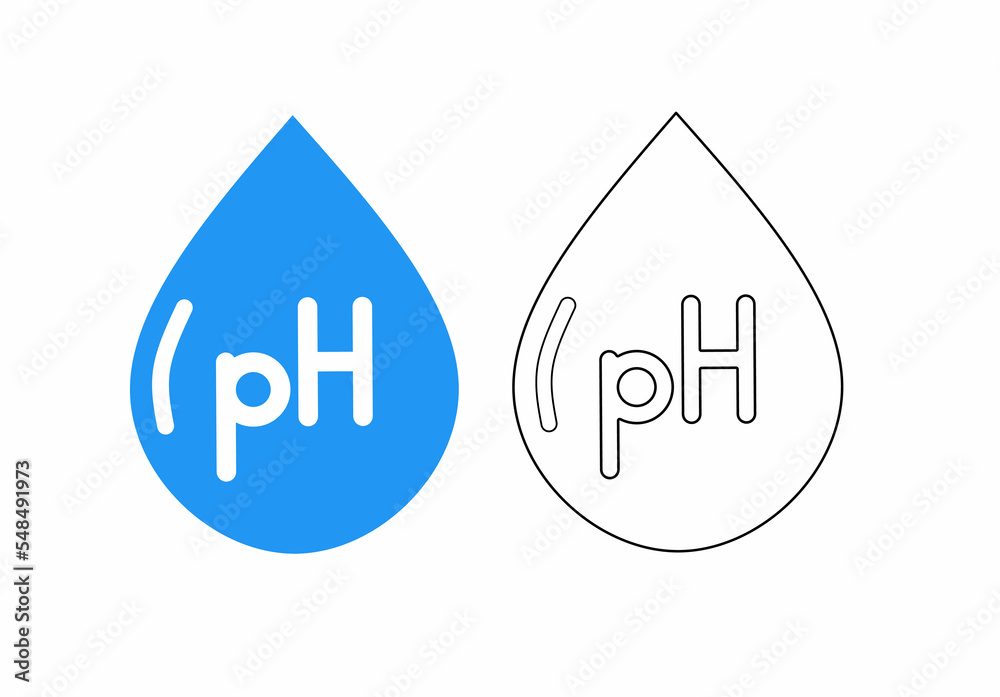 outline silhouette ph icon set with water drop isolated on white background outline silhouette ph icon set with water drop isolated on white background