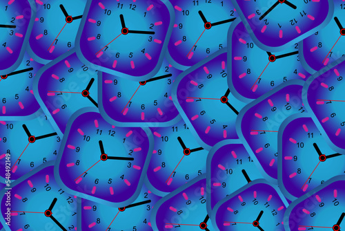Bunch of clocks scattered randomly, vector concept of wasted time in life