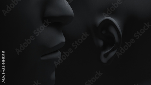 Someone says something in someone's ear 3D illustration