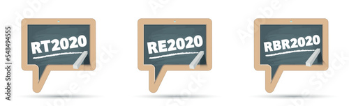 pictos RBR 2020, RE 2020 et RT 2020