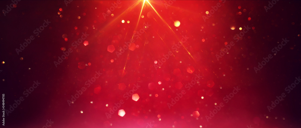 Fototapeta premium background of abstract red, gold and black glitter lights. defocused