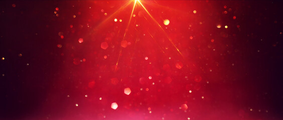 background of abstract red, gold and black glitter lights. defocused