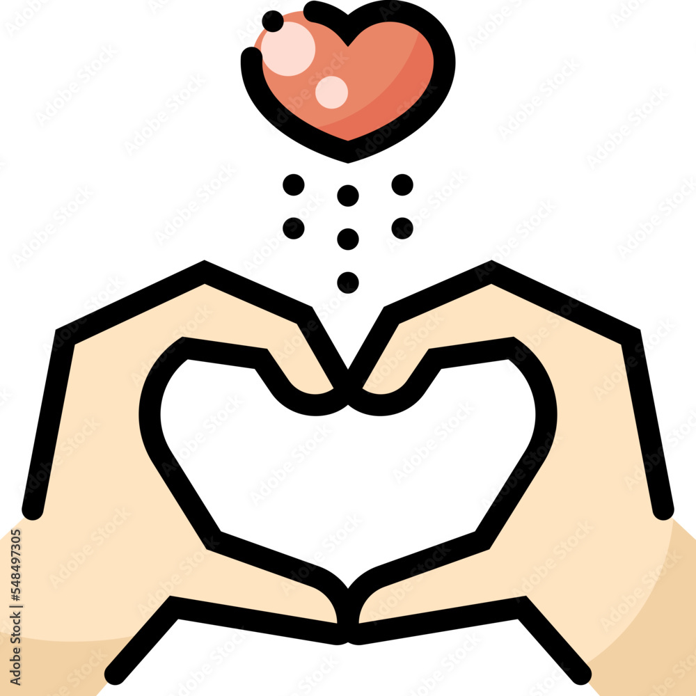 heart love filled color line icon heart love filled color line icon
