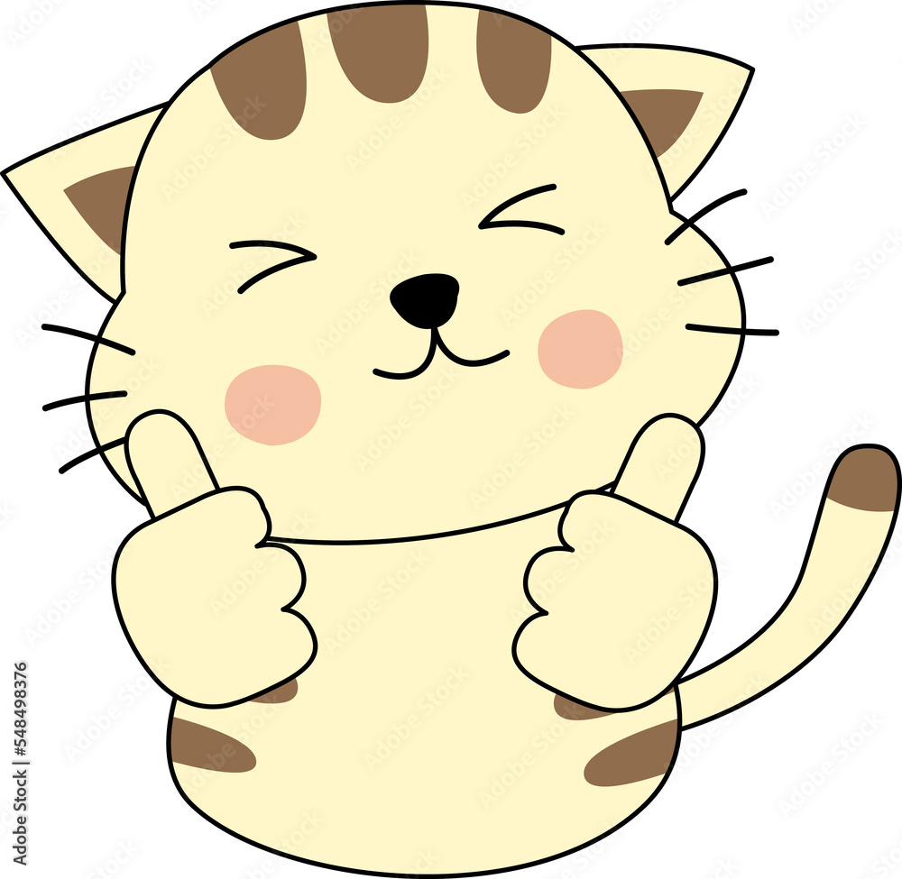 ภาพประกอบสต็อก Clipart of cartoon version of cat in thumb up action ภาพ Adobe Stock