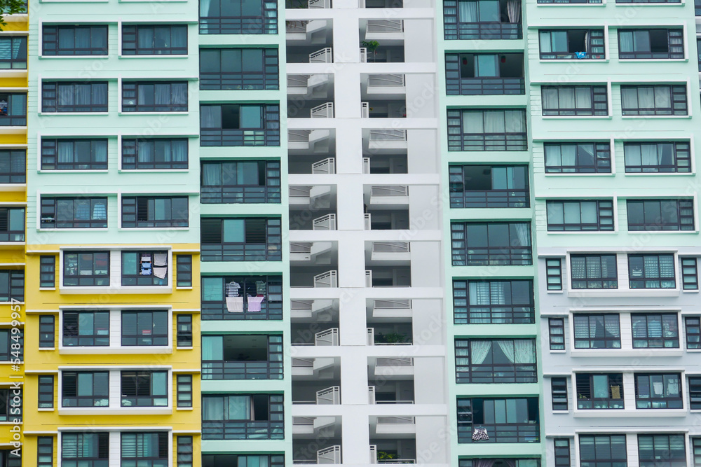 detail shot of Singapore residential buildings against